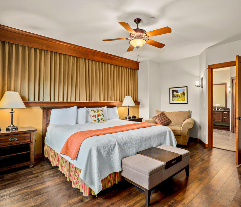 view of a luxury master suite at the Hyperion Apartment airbnb in Grants Pass, OR