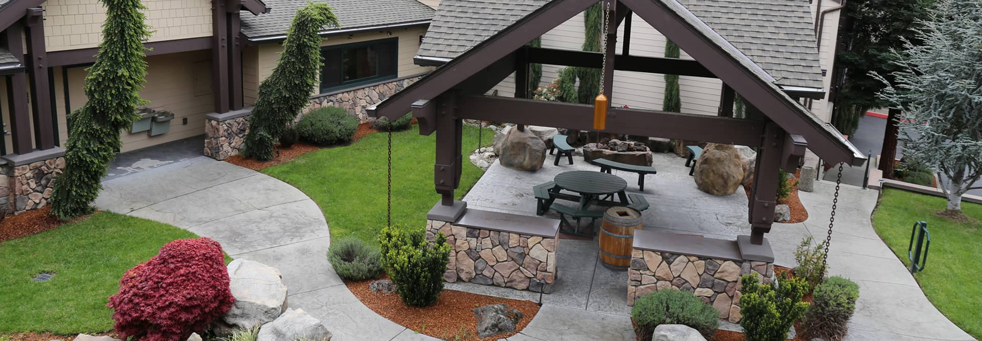 One of many settings to relax and enjoy the gardens